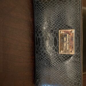 Michael Kors Black and Gold Snake Print Clutch
